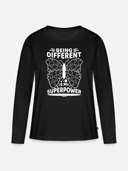 white butterfly for autistic people gift - Women's Premium Organic Long Sleeve Shirt - black