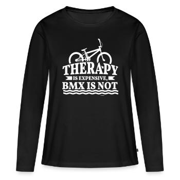 Fahrrad BMX Halfpipe BMX-Bahn - Frauen Premium Bio Langarmshirt - Schwarz - Vorne - Julia (174cm)
