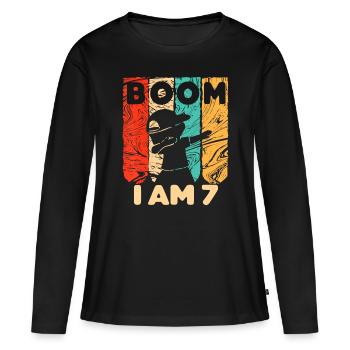 Boom I'm Seven Years Old 7th Birthday Party - Women's Premium Organic Long Sleeve Shirt - black - Front - Julia (174cm)