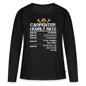 Drôle de charpentier T-shirt à taux horaire Bois Travail La - T-shirt manches longues Premium bio Femme - noir - Devant - Julia (174cm)