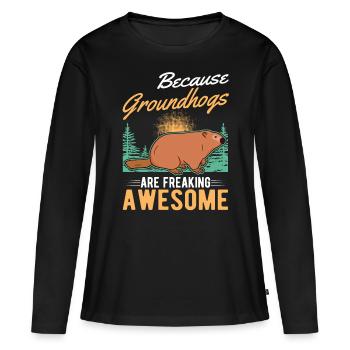 Marmot Groundhog Day Woodhog Groundhog - Women's Premium Organic Long Sleeve Shirt - black - Front - Julia (174cm)