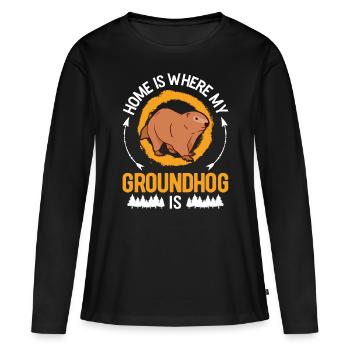 Groundhog Home Groundhog Day Marmot - Women's Premium Organic Long Sleeve Shirt - black - Front - Julia (174cm)
