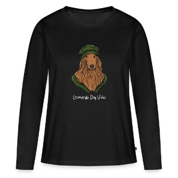 Artist Da Vinci Dog Art - Women's Premium Organic Long Sleeve Shirt - black - Front - Julia (174cm)