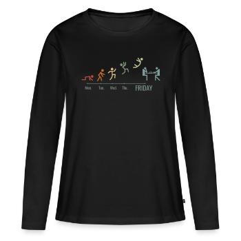Jeu d’échecs - T-shirt manches longues Premium bio Femme - noir - Devant - Julia (174cm)