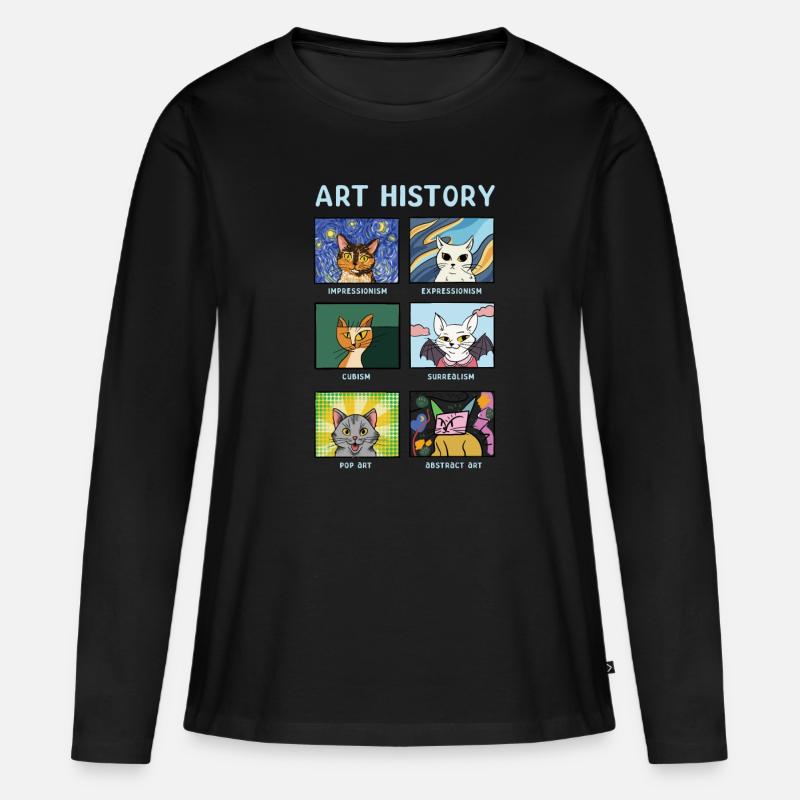 Kunstgeschichte Katzen Bildende Kunst Katze - Frauen Premium Bio Langarmshirt - Schwarz