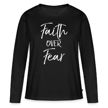 La foi sur la peur Le dicton chrétien cite la foi sur - T-shirt manches longues Premium bio Femme - noir - Devant - Julia (174cm)