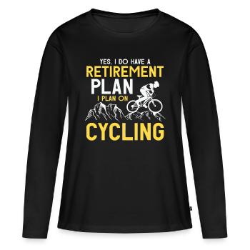 Altersvorsorge Fahrrad Radfahren T-Shirt Berg B - Frauen Premium Bio Langarmshirt - Schwarz - Vorne - Julia (174cm)