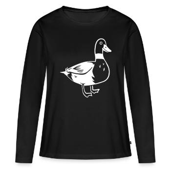 Duck Doodle Drawing / Funny, Cool & Cute Duck Love - Women's Premium Organic Long Sleeve Shirt - black - Front - Julia (174cm)