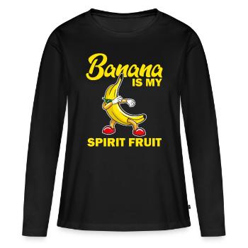 Lustige Banane ist mein Geist Obstliebhaber Geschenk Zitat L - Frauen Premium Bio Langarmshirt - Schwarz - Vorne - Julia (174cm)