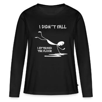 Je ne suis pas tombé J’ai attaqué le sol Trip maladroit amusant - T-shirt manches longues Premium bio Femme - noir - Devant - Julia (174cm)