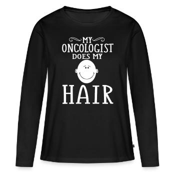 Drôle de combattant survivant du cancer par rémission de chimiothérapie - T-shirt manches longues Premium bio Femme - noir - Devant - Julia (174cm)