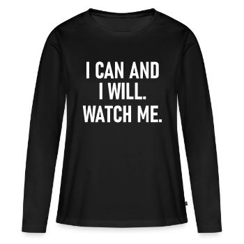 Ich kann und ich werde mich beobachten, inspirierend, positiv quo - Frauen Premium Bio Langarmshirt - Schwarz - Vorne - Julia (174cm)