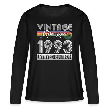 30. Geburtstag Vintage 1993 Classic 1993 - Frauen Premium Bio Langarmshirt - Schwarz - Vorne - Julia (174cm)