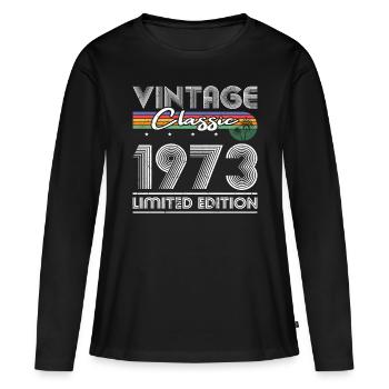 50e anniversaire Millésime 1973 Classique 1973 - T-shirt manches longues Premium bio Femme - noir - Devant - Julia (174cm)