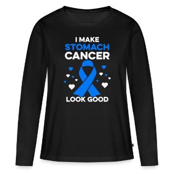 Je fais paraître le cancer de l’estomac bien Estomac drôle - T-shirt manches longues Premium bio Femme - noir - Devant - Julia (174cm)