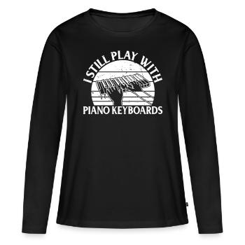 Je joue toujours avec des claviers de piano - clavier de piano - T-shirt manches longues Premium bio Femme - noir - Devant - Julia (174cm)