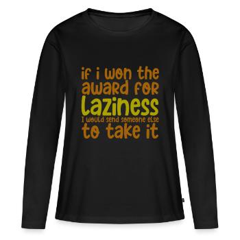 Si j’ai gagné le prix pour la paresse 2 - T-shirt manches longues Premium bio Femme - noir - Devant - Julia (174cm)
