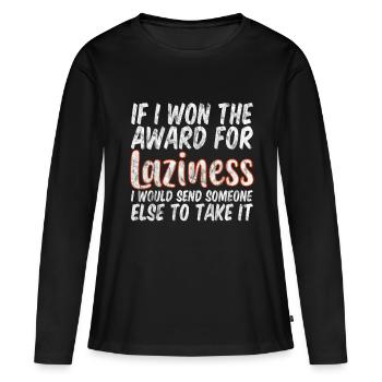 Si j’ai gagné le prix pour la paresse 3 - T-shirt manches longues Premium bio Femme - noir - Devant - Julia (174cm)