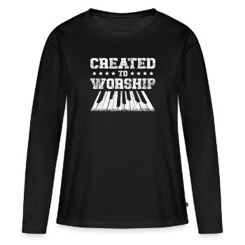 Créé pour aider les croyants chrétiens de la - T-shirt manches longues Premium bio Femme - noir - Devant - Julia (174cm)