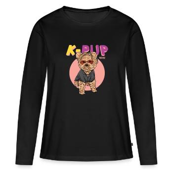 K Pop Chien Pop coréenne - T-shirt manches longues Premium bio Femme - noir - Devant - Julia (174cm)