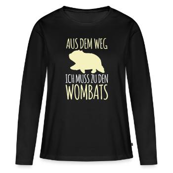 Muss zu den Wombats Australien Beuteltier - Frauen Premium Bio Langarmshirt - Schwarz - Vorne - Julia (174cm)