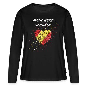 Drapeau espagnol battement de cœur Espagne Espagnol - T-shirt manches longues Premium bio Femme - noir - Devant - Julia (174cm)