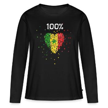 Sénégal Sénégal Drapeau Sénégal Drapeau Wolof - T-shirt manches longues Premium bio Femme - noir - Devant - Julia (174cm)
