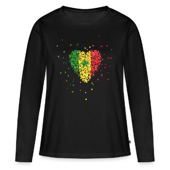Sénégal Drapeau du Sénégal Drapeau du Sénégal Drapeau du Sénégal - T-shirt manches longues Premium bio Femme - noir - Devant - Julia (174cm)