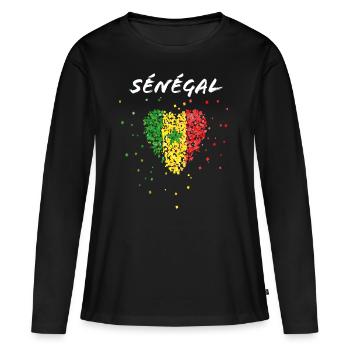 Sénégal Sénégal Drapeau Sénégal Drapeau Wolof - T-shirt manches longues Premium bio Femme - noir - Devant - Julia (174cm)