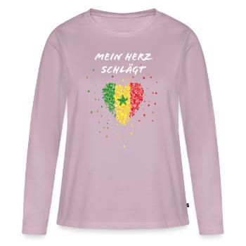Sénégal Sénégal drapeau Sénégal fan de flag football - T-shirt manches longues Premium bio Femme - rose poudré - Devant - Julia (174cm)