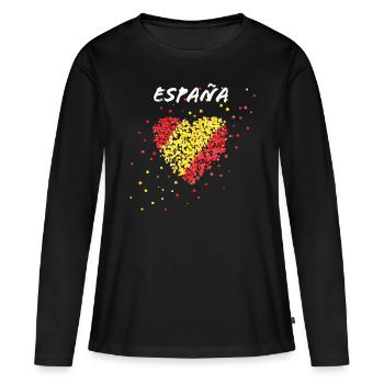 España Espagne Drapeau espagnol Drapeau espagnol - T-shirt manches longues Premium bio Femme - noir - Devant - Julia (174cm)