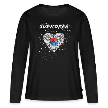 Corée du Sud Corée du Sud Drapeau sud-coréen - T-shirt manches longues Premium bio Femme - noir - Devant - Julia (174cm)