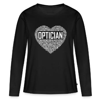 Opticien Coeur Optométriste Cadeau Ophtalmologiste Gi - T-shirt manches longues Premium bio Femme - noir - Devant - Julia (174cm)
