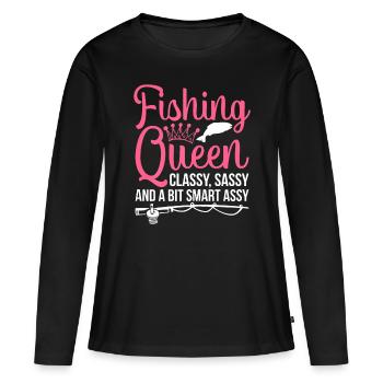 Frauen Angelshirt für Mädchen Fisch Bass Angeln - Frauen Premium Bio Langarmshirt - Schwarz - Vorne - Julia (174cm)