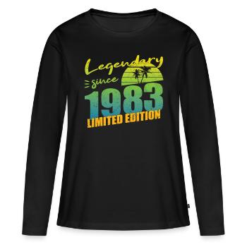40e anniversaire né en 1983 Légendaire depuis 1983 - T-shirt manches longues Premium bio Femme - noir - Devant - Julia (174cm)