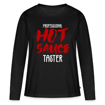 Bouton de sauce piquante professionnelle 2 - T-shirt manches longues Premium bio Femme - noir - Devant - Julia (174cm)
