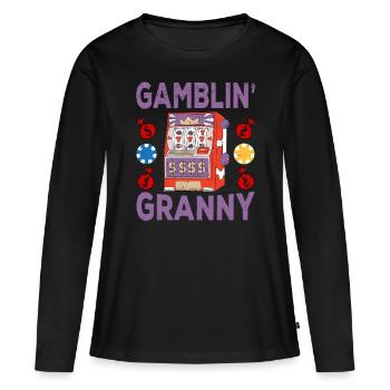 Kasino Glücksspiel Spielautomat Kartenspiel - Frauen Premium Bio Langarmshirt - Schwarz - Vorne - Julia (174cm)