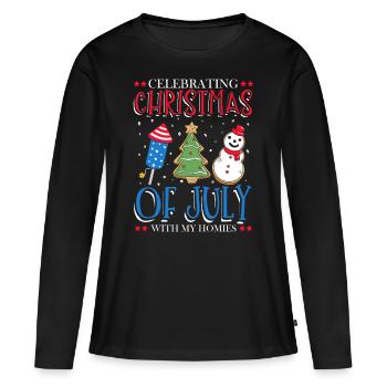 Célébration du Jour de l’Indépendance Noël dans le - T-shirt manches longues Premium bio Femme - noir - Devant - Julia (174cm)