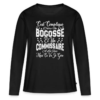 c'est compliqué être un Bogosse et un Commissaire. - T-shirt manches longues Premium bio Femme - noir - Devant - Julia (174cm)