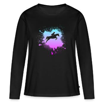 Équitation - T-shirt manches longues Premium bio Femme - noir - Devant - Julia (174cm)