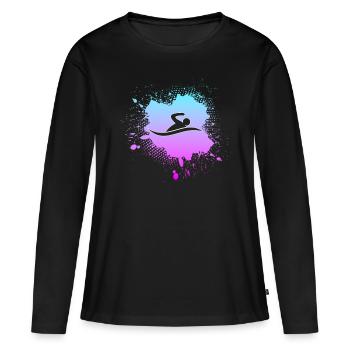 Nager - T-shirt manches longues Premium bio Femme - noir - Devant - Julia (174cm)