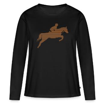 Équitation - T-shirt manches longues Premium bio Femme - noir - Devant - Julia (174cm)