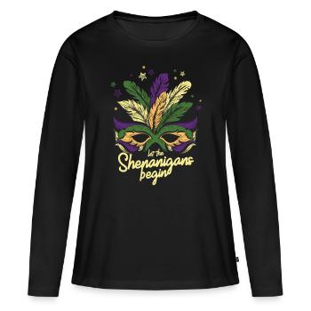 Lassen Sie Den Shenanigan-maskerade-karneval - Frauen Premium Bio Langarmshirt - Schwarz - Vorne - Julia (174cm)
