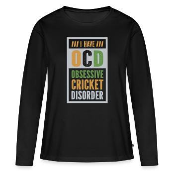 Trouble obsessionnel du cricket - T-shirt manches longues Premium bio Femme - noir - Devant - Julia (174cm)