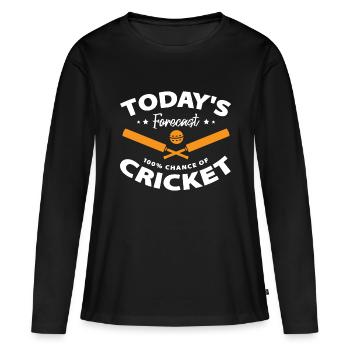 La prédiction d’aujourd’hui 100% de chances des joueurs de cricket - T-shirt manches longues Premium bio Femme - noir - Devant - Julia (174cm)