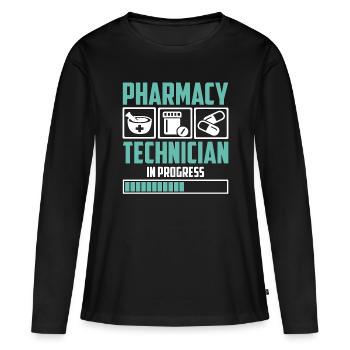 Le technicien en pharmacie en cours aime la prescription - T-shirt manches longues Premium bio Femme - noir - Devant - Julia (174cm)