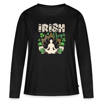 Yoga irlandais-kobold-manigance Saint-Patrick - T-shirt manches longues Premium bio Femme - noir - Devant - Julia (174cm)