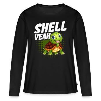 Shell Yeah - Frauen Premium Bio Langarmshirt - Schwarz - Vorne - Julia (174cm)