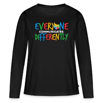 Tout le monde communique différemment - T-shirt manches longues Premium bio Femme - noir - Devant - Julia (174cm)