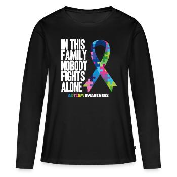 Conscience de l’autisme - T-shirt manches longues Premium bio Femme - noir - Devant - Julia (174cm)
